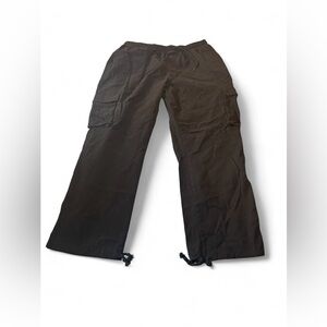 New Men’s Black Size 3XL Baggy Cargo Pants with Drawstring Ankle